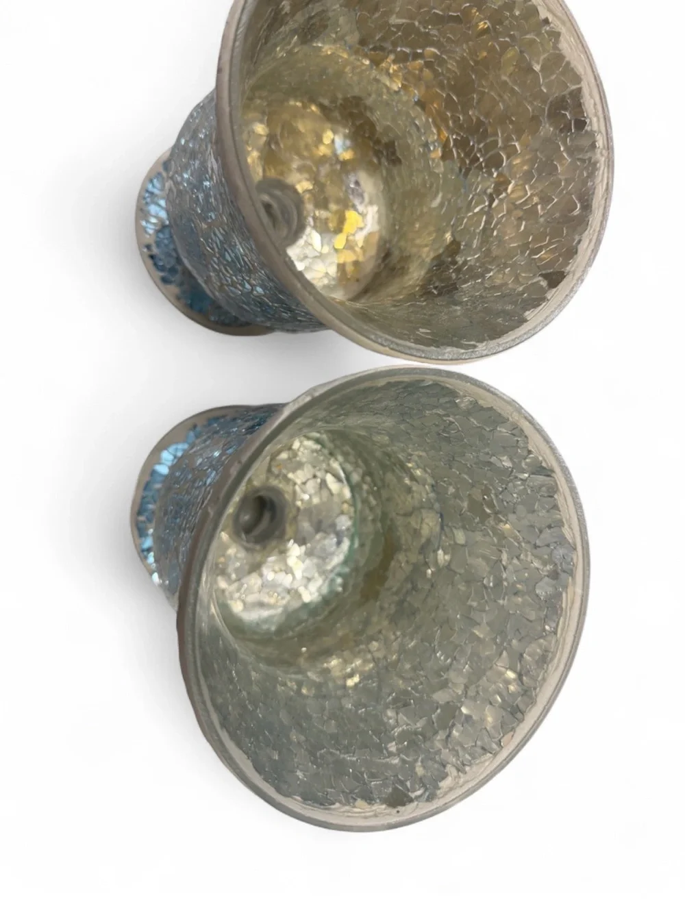 Blue Mosaic Glass Votive Holders - Decorative Home Accent